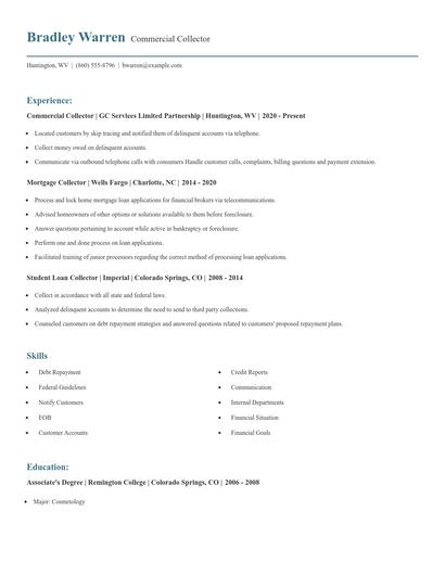 Commercial Collector Resume