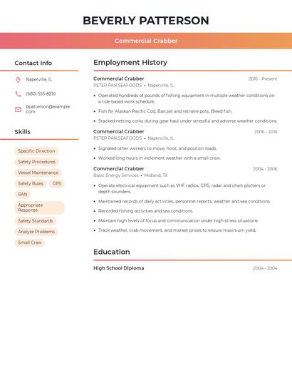 Commercial Crabber Resume
