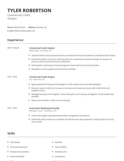 Commercial Credit Analyst Resume