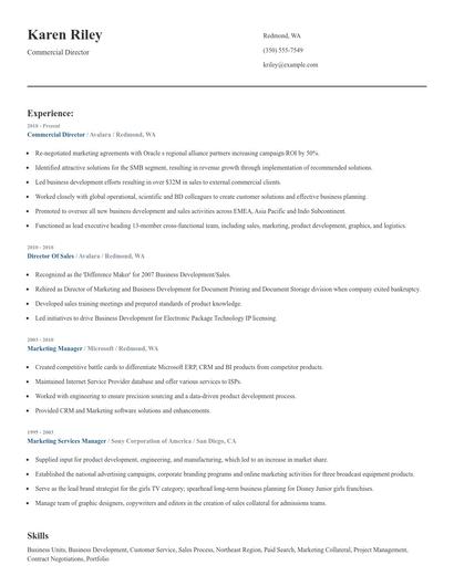 Commercial Director Resume