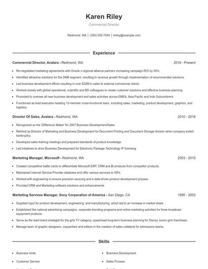 Commercial Director Resume