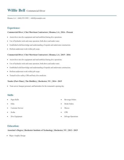 Commercial Diver Resume
