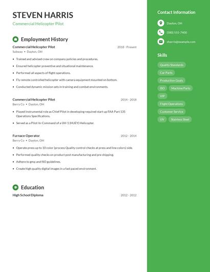 Commercial Helicopter Pilot Resume