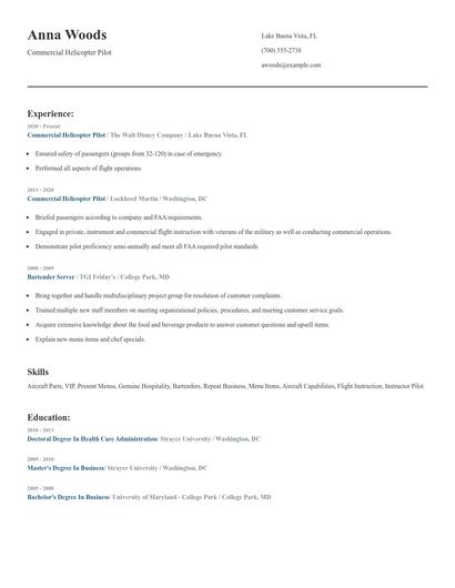 Commercial Helicopter Pilot Resume