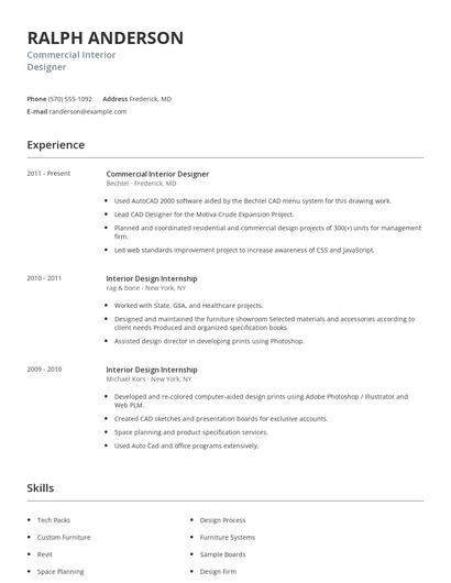 Commercial Interior Designer Resume