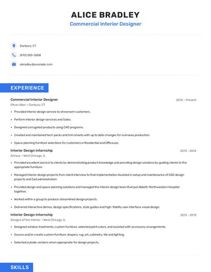Commercial Interior Designer Resume