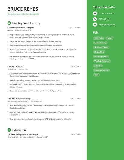 Commercial Interior Designer Resume