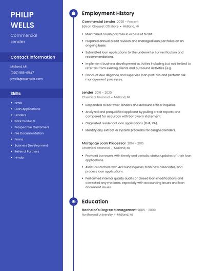Commercial Lender Resume