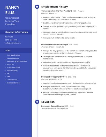 Commercial Lending Vice President Resume