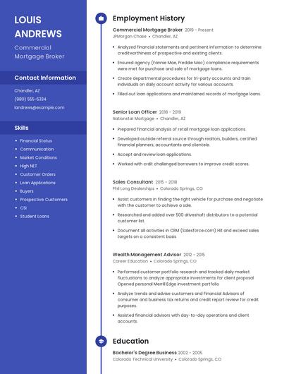Commercial Mortgage Broker Resume