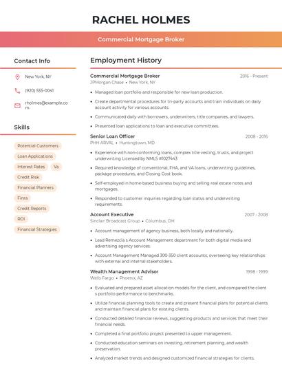 Commercial Mortgage Broker Resume