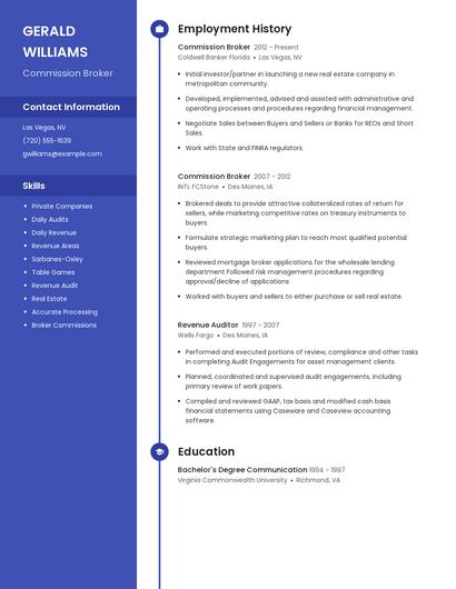 Commission Broker Resume