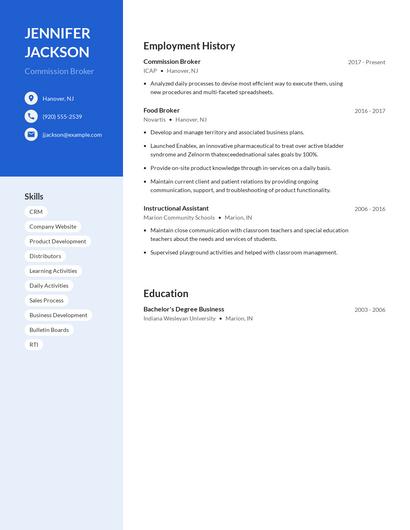 Commission Broker Resume