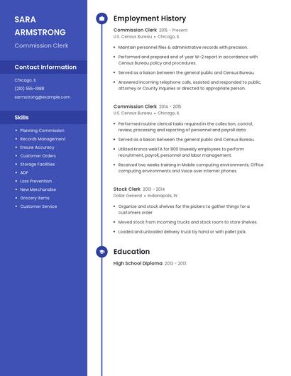 Commission Clerk Resume