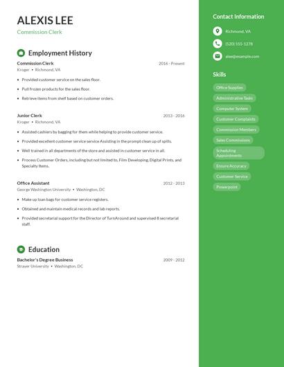 Commission Clerk Resume