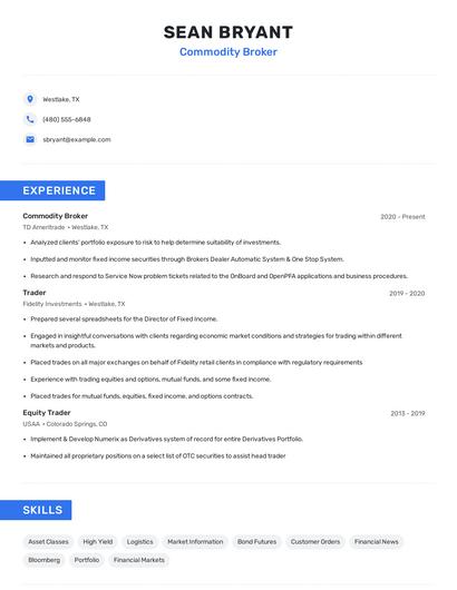 Commodity Broker Resume