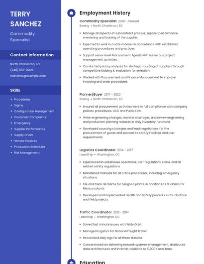 Commodity Specialist Resume