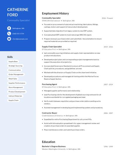 Commodity Specialist Resume