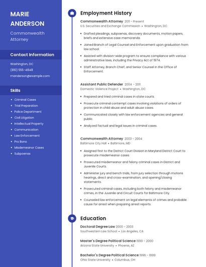 Commonwealth Attorney Resume