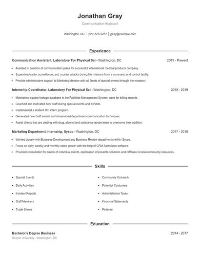 Resume example 1