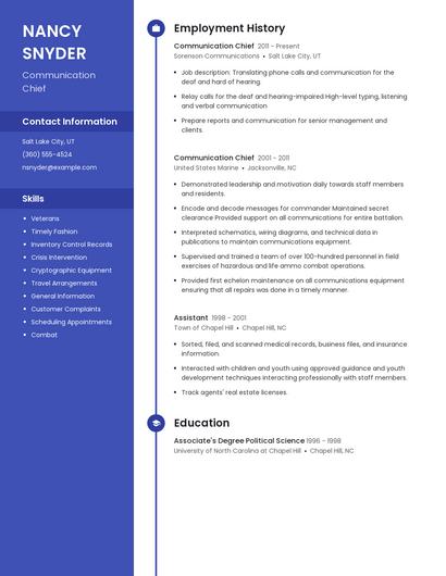 Communication Chief Resume