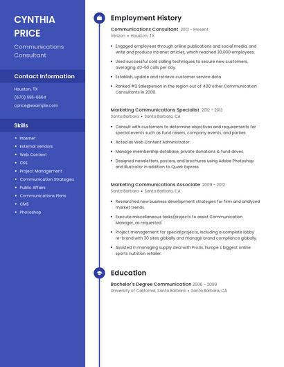 Communications Consultant Resume