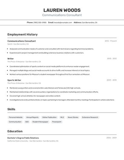 Resume example 2