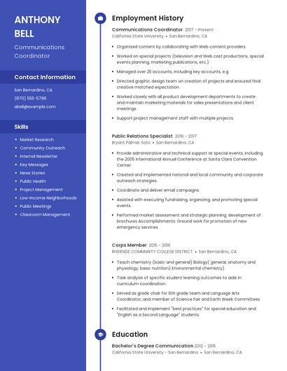 Communications Coordinator Resume