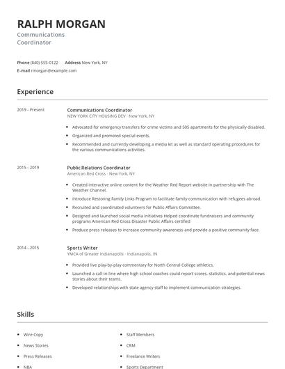 Communications Coordinator Resume