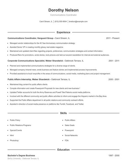 Resume example 1