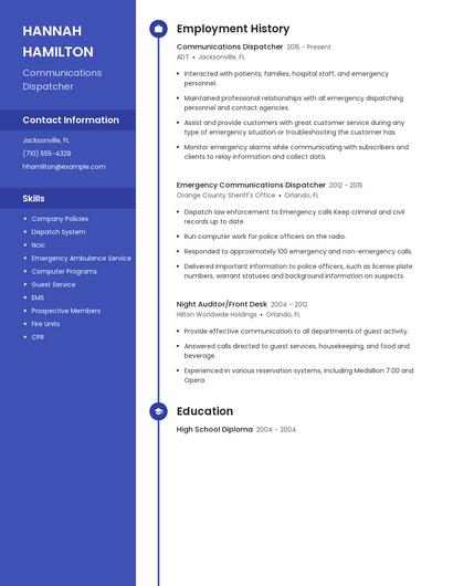 Communications Dispatcher Resume