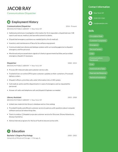 Communications Dispatcher Resume