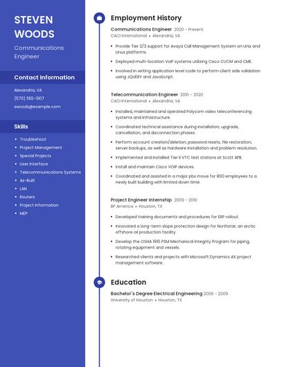Communications Engineer Resume