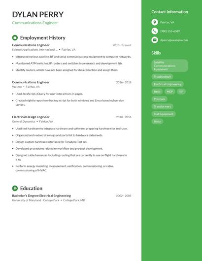 Communications Engineer Resume