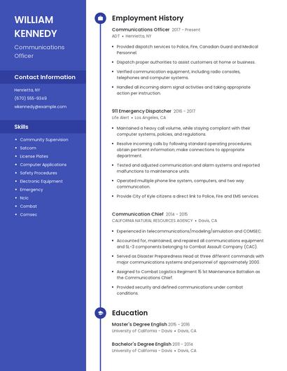 Communications Officer Resume