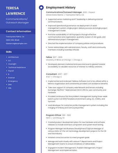 Communications/Outreach Manager Resume