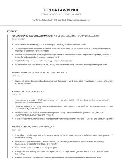 Communications/Outreach Manager Resume