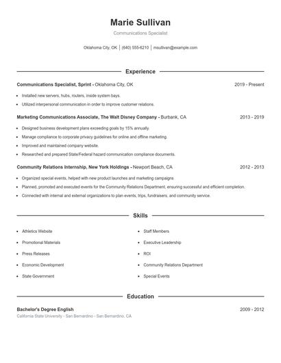Resume example 1