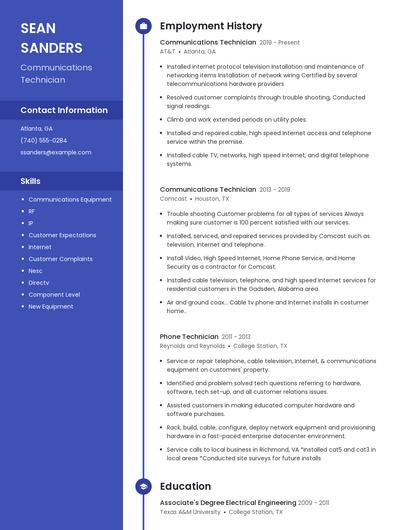 Communications Technician Resume