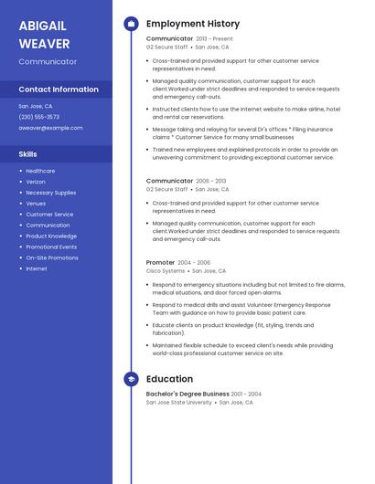 Communicator Resume