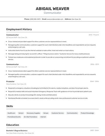 Communicator Resume
