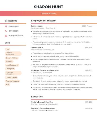 Communicator Resume
