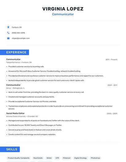 Communicator Resume
