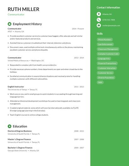 Communicator Resume