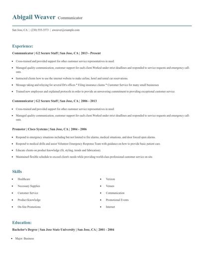 Communicator Resume