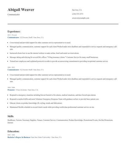 Communicator Resume