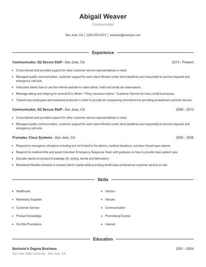 Communicator Resume