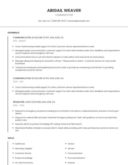 Communicator Resume