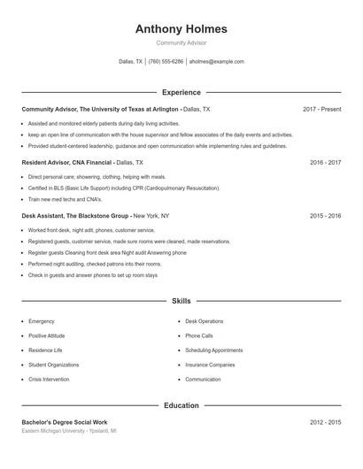 Resume example 1