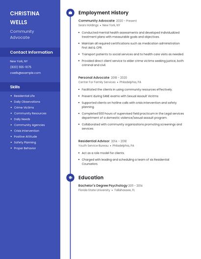 Community Advocate Resume